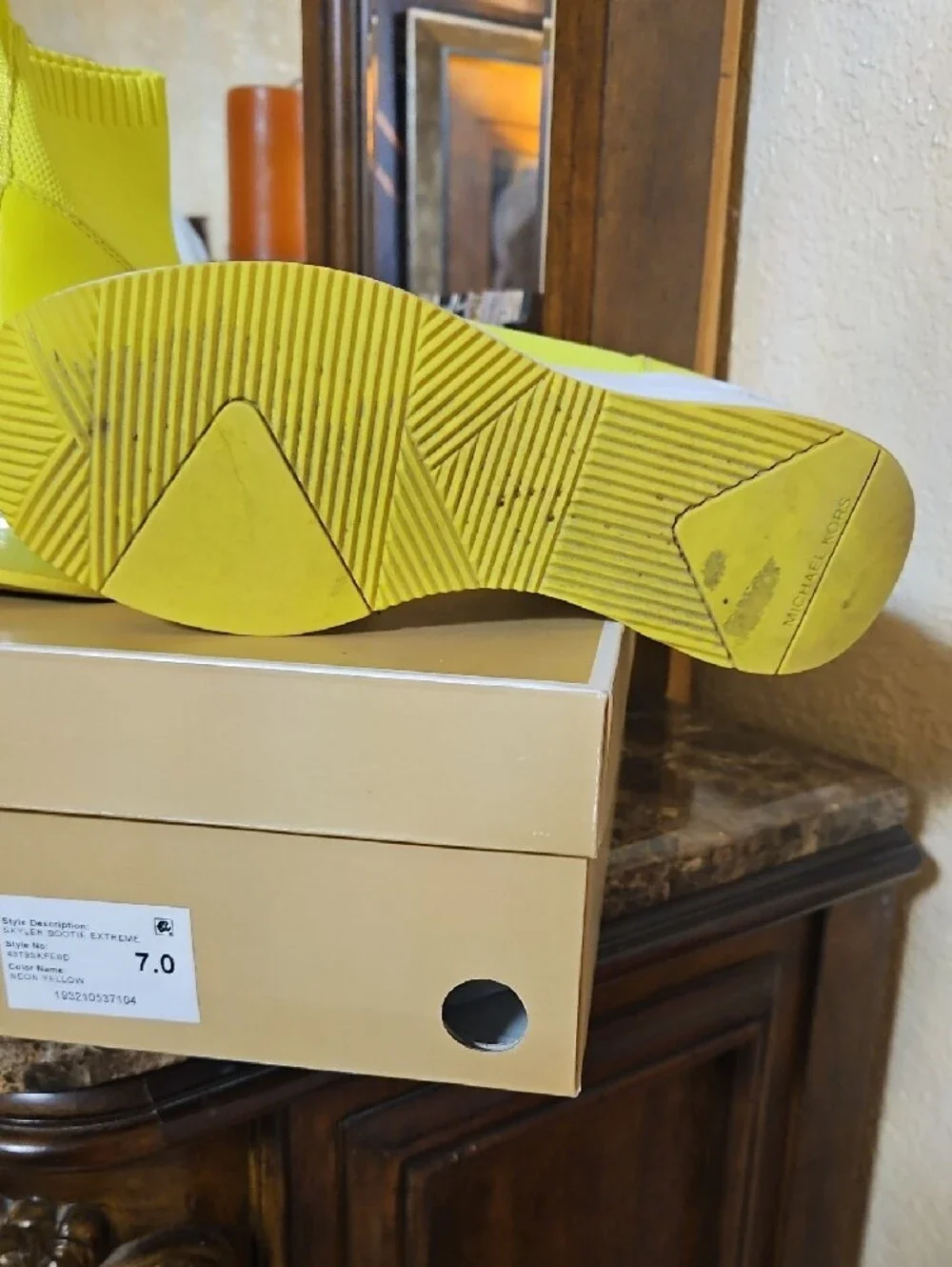 Michael Kors Neon Yellow Sock Wedge Sneakers - Women's